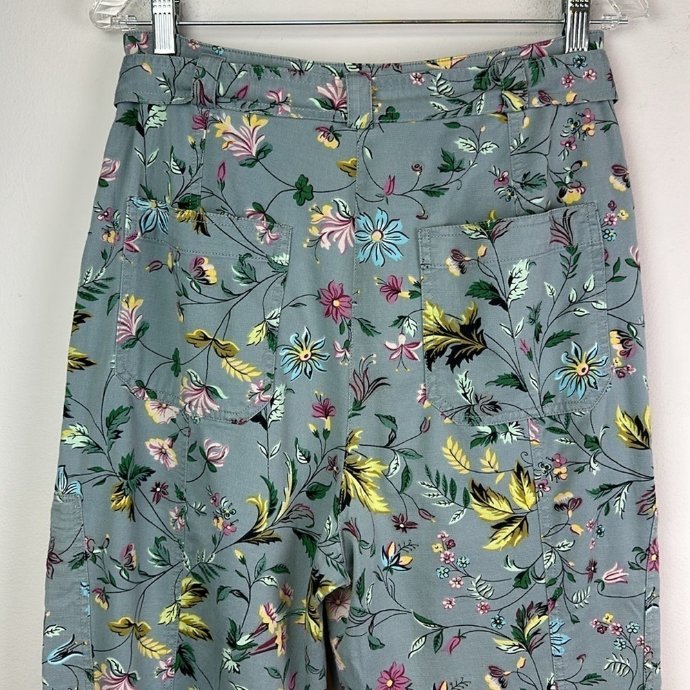 Anthropologie Victoria Floral Cargo Pants Size 8 High Waisted Belted Relaxed Fit - Picture 13 of 16